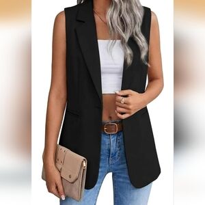 Elegant Black Sleeveless Blazer
